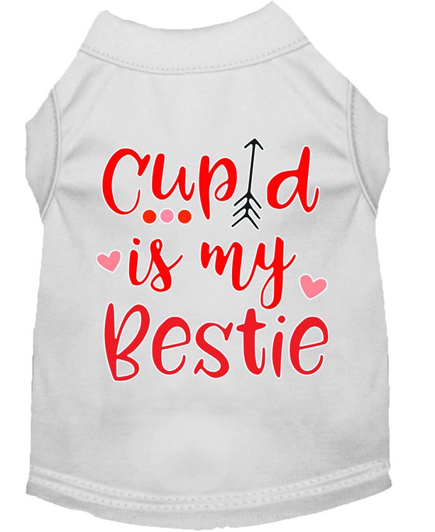 Cupid is my Bestie Screen Print Dog Shirt White XXXL